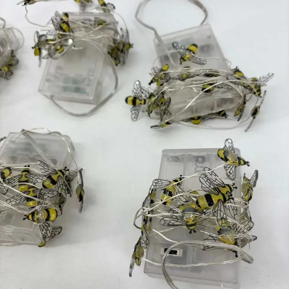 Mainstays Honey Bee Lot of 12 Yellow String Light Battery Operated